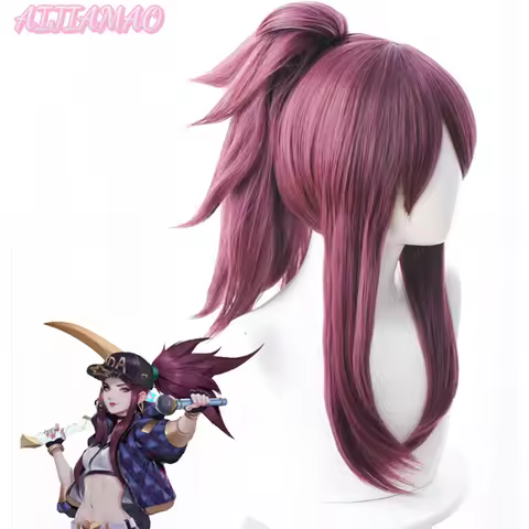 LOL KDA Akali Cosplay Wig The Rogue Assassin Akali Wig Halloween Carnival Heat Resistant Synthetic H
