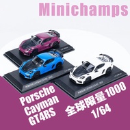 [Ready Stock Car Model] Ready Stock Minichamps Mini Cut 64 Porsche Cayman Cayman GT4 RS Alloy Car Mo