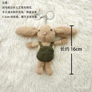 WJ01Cute Suspender Pants Long Eared Rabbit Keychain Fragrant Plush Rabbit Doll Key Ring Couple Gift Handbag Pendant CXN0