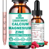 Calcium Magnesium Zinc D3 with Calm Magnesium Glycinate Plus Ashwagandha, L-Theanine, Liquid Calcium