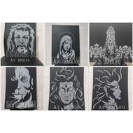 Mesmerizing Chalk Art in Mountable Black Board - Chalk Art on Black Mounting Board—Available in A2 &