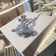 ✨送禮首選✨ Vivienne Westwood 閃耀滿鑽淺藍3D立體土星項鍊 | Vivienne Westwood Shiny Full Diamond Light Blue 3D Orb Nec