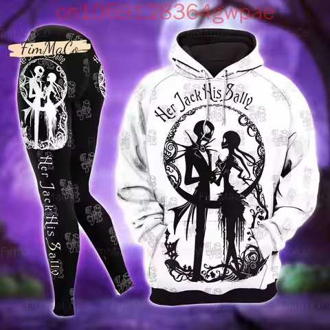 Jack Skellington Halloween Women Hoodie and Leggings Set The Nightmare Before Christmas Hoodie Yoga 
