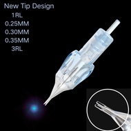 No Drip Tips Pmu Tattoo Cartridge Needles 1rl 0.3mm Round Liner Long Tape Permanent Makeup Eyebrows 