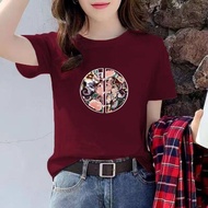 Womens plus size T-shirt 2025 summer new print slimming fashion loose casual top