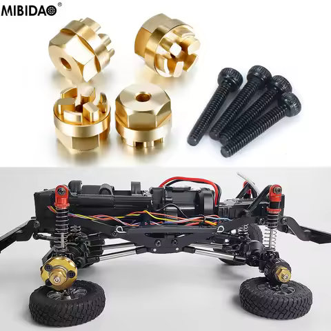 MIBIDAO 4Pcs Brass Internal Counterweight Wheel Hub Adapter Combiner For Kyosho Mini-Z 4X4 1/18 Jimn