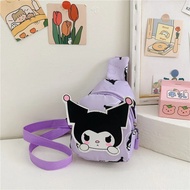 Sanrio Crossbody กระเป๋าน่ารัก Cinnamoroll Kuromi กระเป๋าหน้าอกกระเป๋าการ์ตูนน่ารักเดินทางแมสเซ็นเจอร์สะพายไหล่กระเป๋าเป้สะพายหลังสำหรับของขวัญเด็กของเล่น