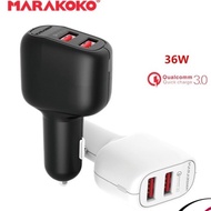 36W OUTPUT MARAKOKO MAC4 DUAL PORT USB QC3.0 QUICK CAR CHARGER