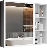 ARZEON Bathroom Mirror Cabinet Square Defogging Mirror Cabinet with LED Lights Waterproof Bathroom Mirror with Shelf,Bathroom Wall Mirror