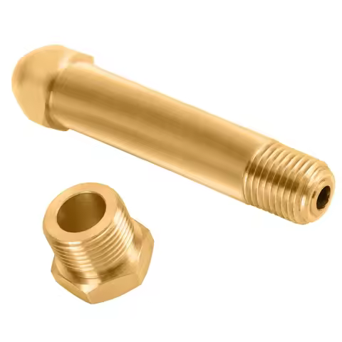 CGA-580 Nut and 3 inch Nipple - Brass with Filter in Suitable for Helium Argon Nitrogen Tank Inlet B