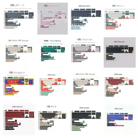 GMK Mudbeam PBT Keycap Apollo Sakura Cat DYE Sublimation Cherry Profile Full Keycaps Coral For MX Sw