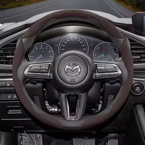 For Mazda Suede Snap-on Steering Wheel Cover Fit 6 Gg Gh 3 Bk 2008 2 Cx 5 Cx5 Cx90 Mx5 Cx 30 2020 Nd