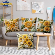 TOPSTORED Sunflower Pillowcase, 2D Floral Plush Sofa Cushion , Vintage Fluffy Soft Square 45x45cm Be