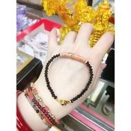 italy pink flower black Swarovski bracelet 