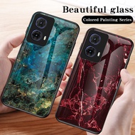Tempered Glass Back Case For Motorola Moto G85 G05 G15 G35 G24 Power Marble Phone Cover
