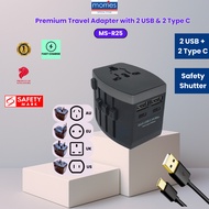 Morries Travel Adapter 2 USB 2 Type C premium black fast charge universal charger Universal Pengecas