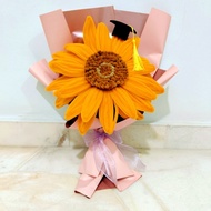 [Free Wish Card] Finished Product 40cm Giant Sunflower Chenille Flower Bouquet Graduation Farewell E