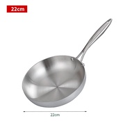 Onetwone 22/26cm/28cm 304 stainless steel frying pan Un-coated flat Pan household Pot for Gas and Induction cooker Flat pan no rust wok