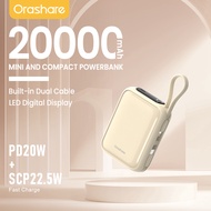 Orashare PCM20 Mini Powerbank 20000mAh 22.5W Super Fast Charge Powe Bank Built In Dual Cable Compact