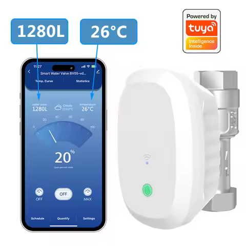 Tuya WiFi Smart Control Water Valve Water Flow Consumption Meter Temperature Function Intelligent Ho