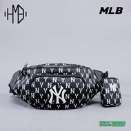 Mlb Korea Ny Yankees Monogram Jacquard Waist Bag Set Black