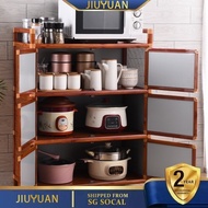 JY SSL Kitchen Cabinet Storage Cabinet Cupboard Stainless Steel Household Economical Wooden Grain Simple JP