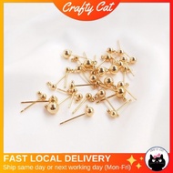 CRAFTYCAT 14K Gold Ball Stud Earring 10pcs Round Earrings Post With Loop Hypoallergenic DIY Jewelry