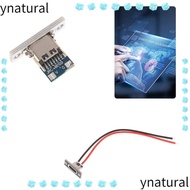 YNATURAL Female Connector Jack, Type-C 2Pin USB Jack, Charging Data Port 2P High-quality Waterproof 