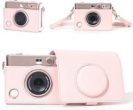 Camera Case Compatible with Fujifilm Instax Mini EVO, Light Pink Protective Bag with Shoulder Strap,