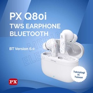 TWS EARPHONE BLUETOOTH 6.0 WIRELESS PX Q80I TAIWAN IC TECHNOLOGY - WHITE