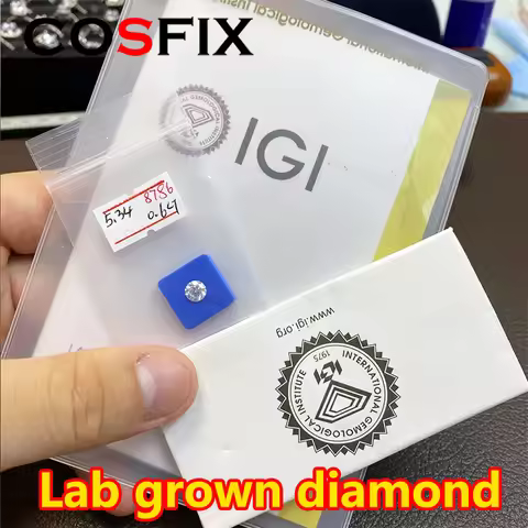 COSFIX 0.3-5ct Round Lab Grown Diamond HPHT IGI Certificate 3EX D/E Color VVS/VS Clarity Diamond Gem