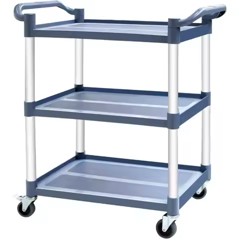 Utility Carts with Wheels, 3-Tier Restaurant Cart, Heavy Duty Rolling Cart Food Service Cart 420lbs