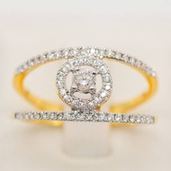 Happy Jewelry แหวนเพชรของแท้ หน้ากว้างก้านคู่ ทองแท้ 9k 37.5% ME562