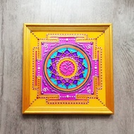 彩色玻璃OM Yantra曼陀罗墙上挂画玻璃瑜伽艺术手工制作