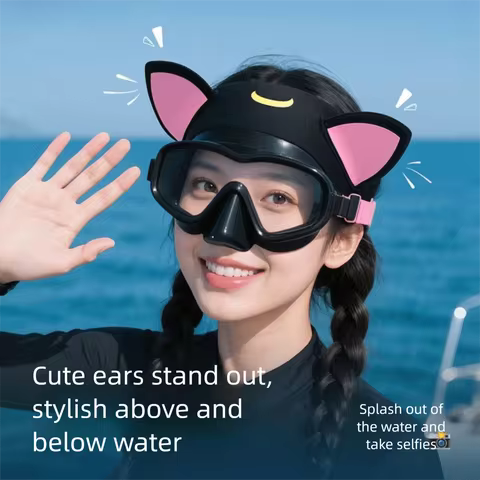 Neoprene Diving Headband Wetsuit Hood Professional Outdoor Diving Hat Cute Clear Vision Cat Ears Swi
