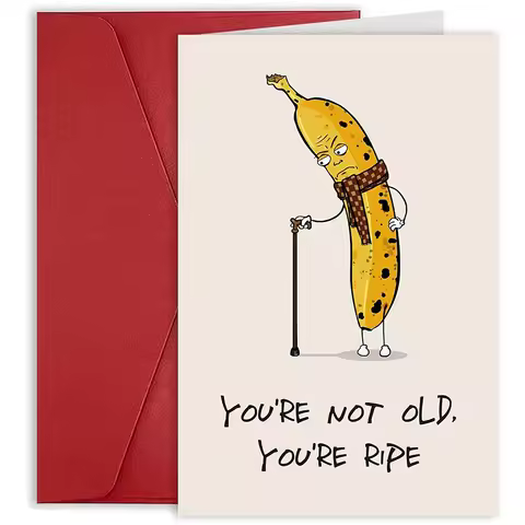 1pc, Greeting Card, Funny Banana Birthday Card for Men Women, Cards for Wife Husband, Hilarious 50th