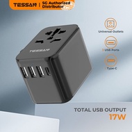 TESSAN - International Charger 17W with USB C Travel Plug Universal Adaptor for Travel Use