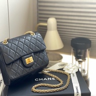 Chanel 2.55 mini 迷你口蓋包 (復古小牛皮 &amp; 金色金屬 黑)