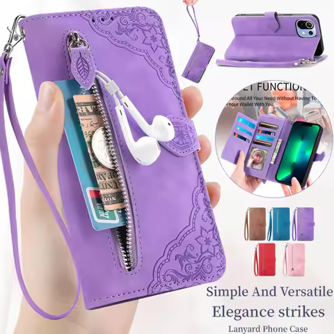 Nova Y91 Y70 Y61 11 Pro 9 SE 5T Zipper Flip Case Leather Card Pouch Wallet Book Funda for Huawei Nov