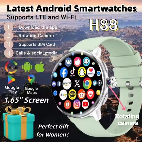 Women Smart Watch 4G/5G SIM Card 1.65''AMOLED 480*480 950mAh Video Call WIFI GPS Dual System Large M