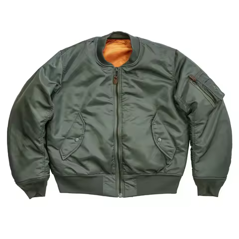 Red Tornado MA-1 Bomber Jacket in Army Green Winter Men's Wool Insulated Waist Length Outerwear MA1-