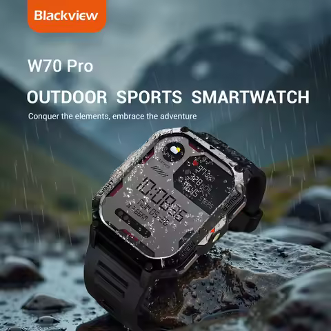 Blackview 2025 New Waterproof Rugged Smart Watch W70 Pro 900mAh Rugged Smart Watch for Outdoor With