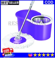 COD Alat Pel Putar Spin Mop + Ember Stainless Tanpa Pakai Tangan Stainless Steel Lantai Super Bersih + Ember Multifungsi Cepat Kering / Basah Alat Kebersihan Rumah Tangga Super Mop Pel