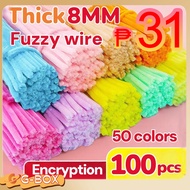 100Pcs DIY Multicolour Fuzzy Wire Bouquet Material Twisted Stick Craft Flower Children Handmade Toy