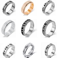 Anti-Anxiety Decompression Jewelry Star Moon Titanium Steel pp02 Ring Hot-selling Rotating European 