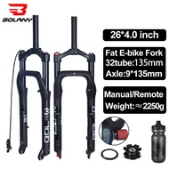 BOLANY Snow Bike Suspension 26inch 20inch Aluminum Alloy Air Gas Fork For Fat 4.0"Tire E-bike Bicycle Accessories