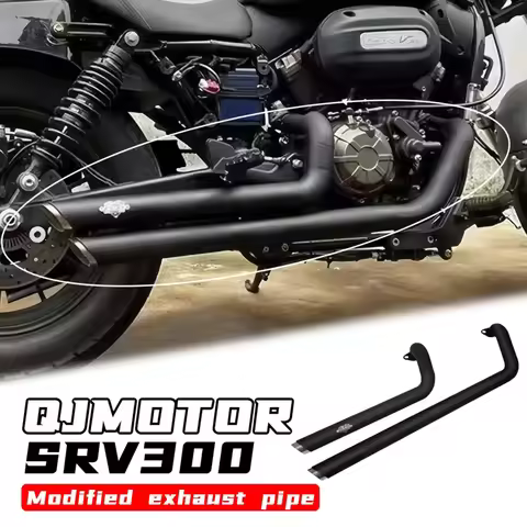 For QJMOTOR 300SRV retro exhaust pipe SRV300 modified Harley VH double hoof sound bass exhaust pipe 