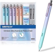 WRITECH Up Mechanical Pencil Set: 6ct Gradient Barrel 0.7mm Mechanical Pencils with 4 Tubes of HB Le