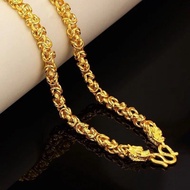 Necklaces金包银时尚龙骨霸气男士项链999足金足银龙头高级不掉色链条