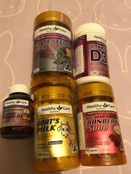 澳洲healthycare 健康套裝$188（荃灣/粉嶺交收179.99）（蔓越梅/維他命D3補鈣/葡萄籽精華/兒童鈣D3 日期2021.11）+羊奶片2021.09